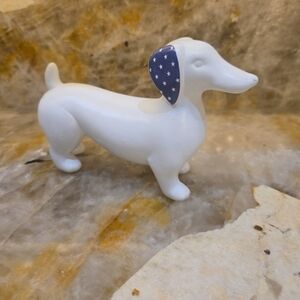 White and Blue Star Dog Figurine